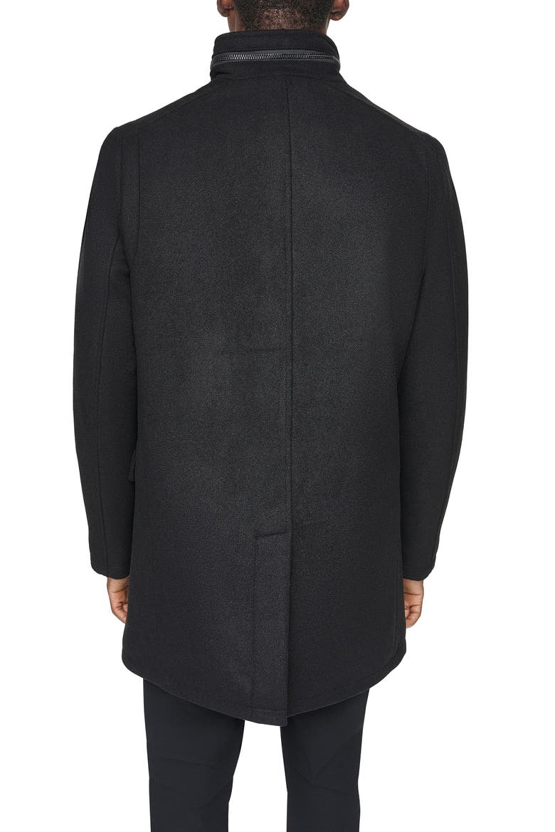 Melton Walker Coat, Alternate, color, BLACK