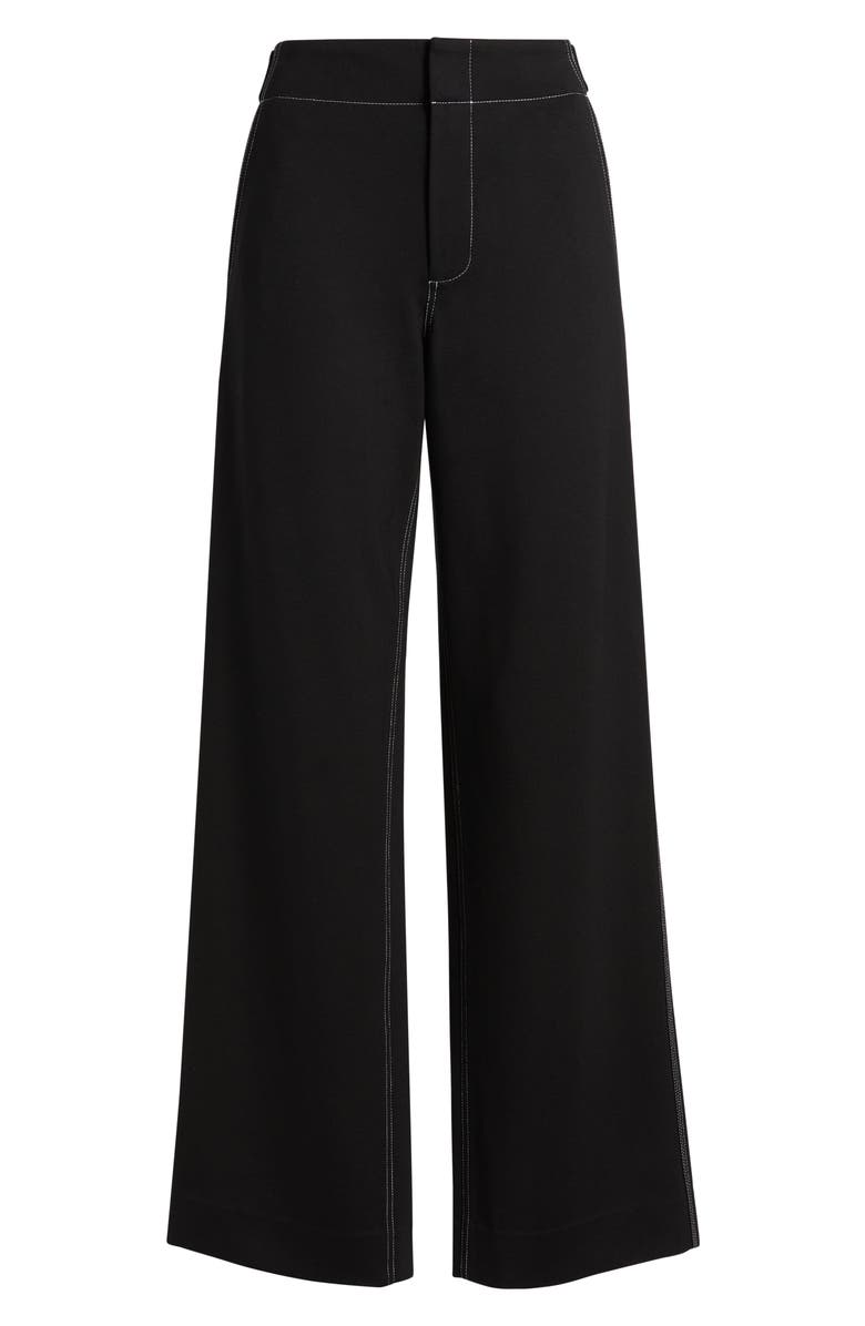rag & bone Irina Contrast Stitch Straight Leg Ponte Pants, Alternate, color, Black