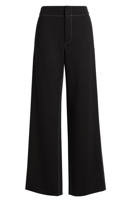 Rag & Bone Irina Contrast Stitch Straight Leg Ponte Pants In Black