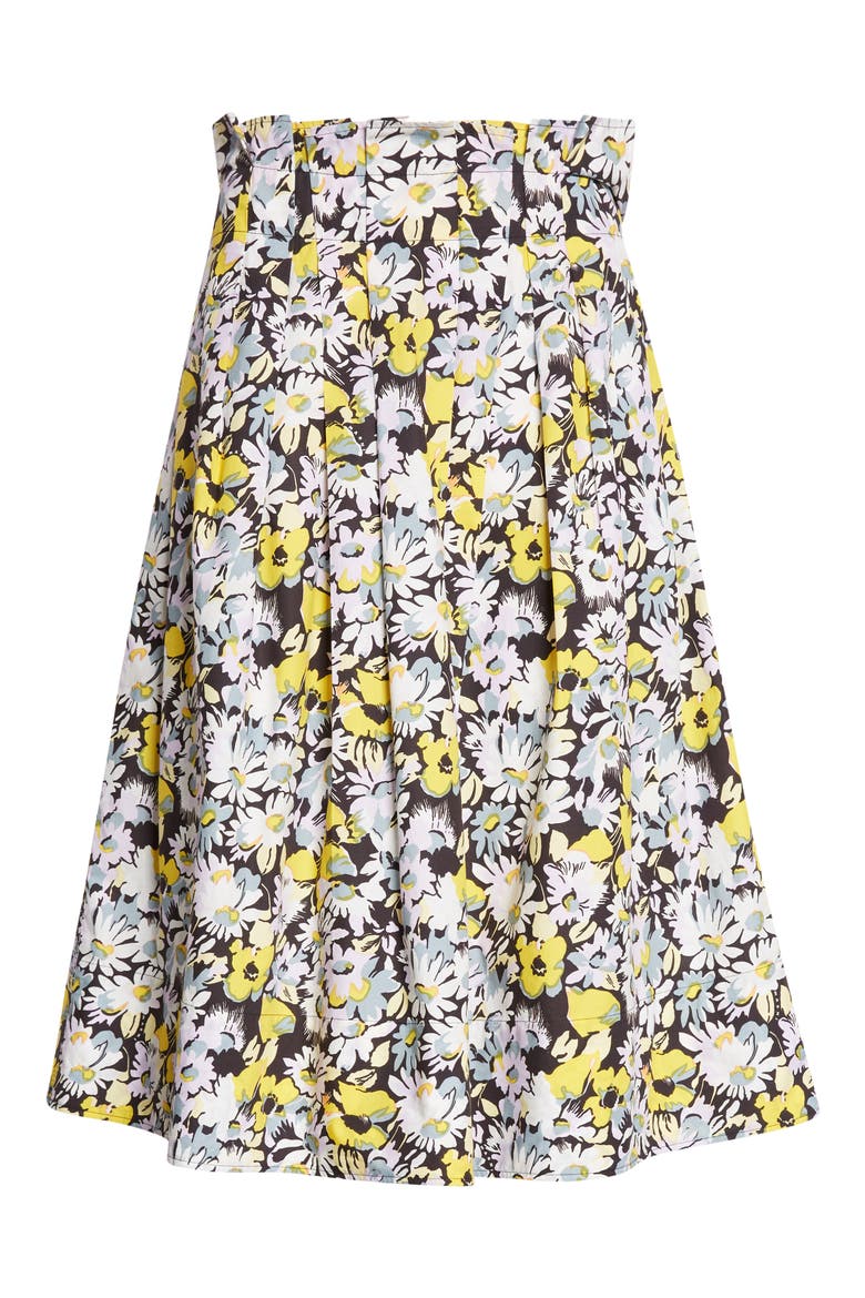Pop Flowers Print High Waist Cotton Skirt, Alternate, color, PFY56 MAIZE
