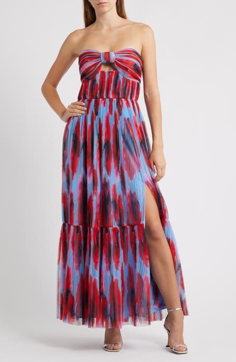 Bow Front Strapless Maxi Dress