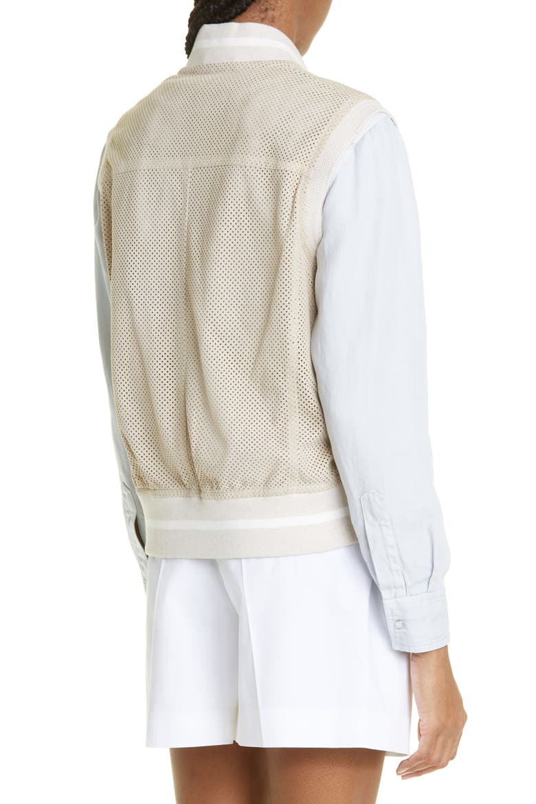 Perforated Suede Bomber Vest, Alternate, color, 02- SAND