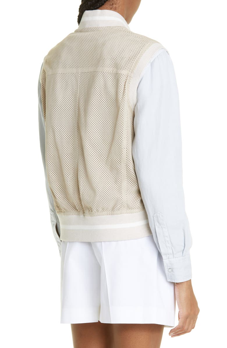 Eleventy Perforated Suede Bomber Vest, Alternate, color, 