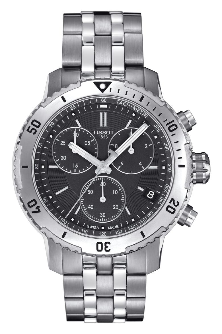 PRS200 Chronograph Bracelet Watch, 41mm, Main, color, BLACK