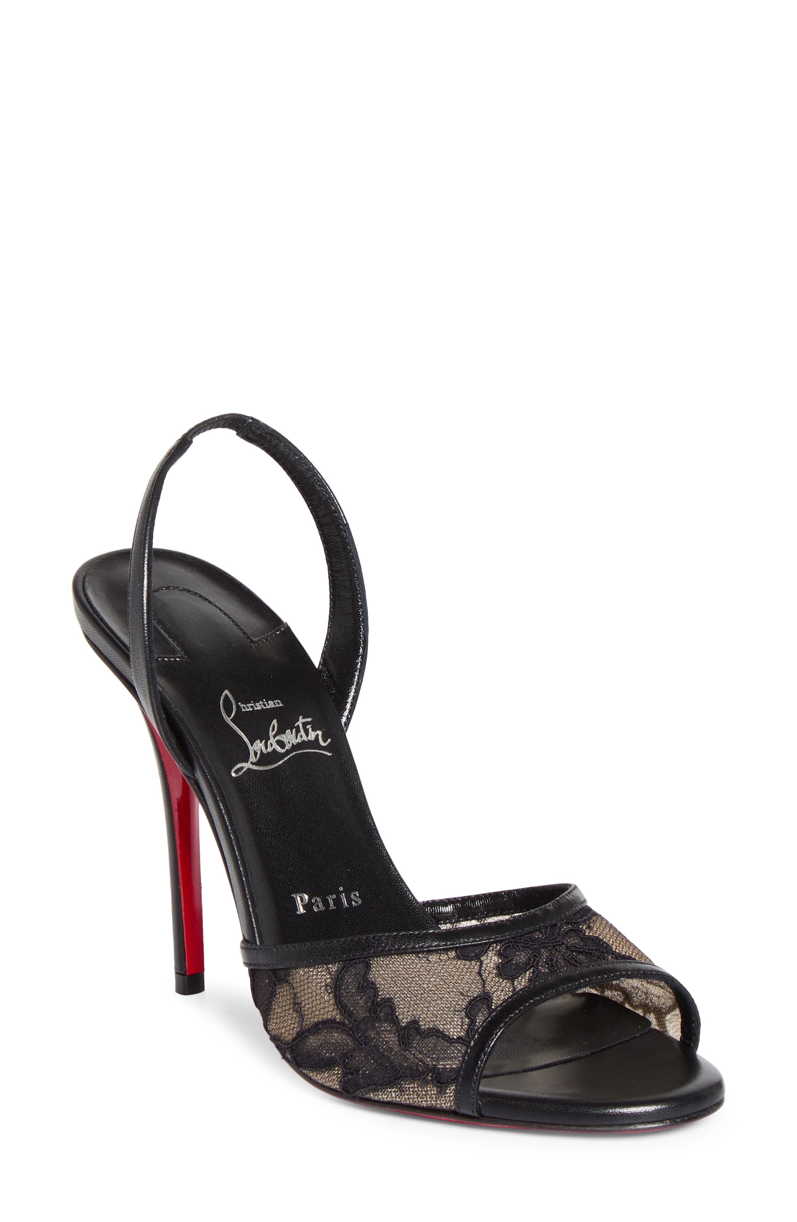 Miss Z Lace Slingback Sandal, Main, color, BLACK/ BLACK