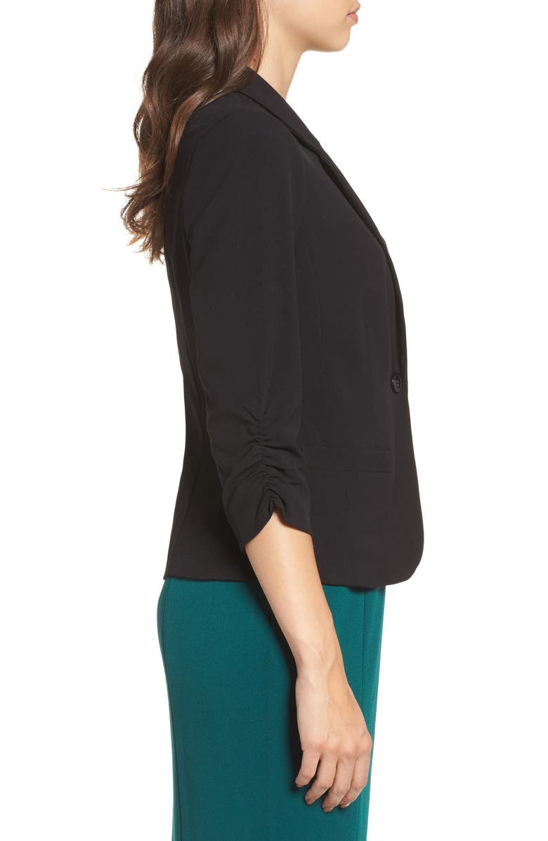 Eliza J Ruched Sleeve Blazer, Alternate, color,