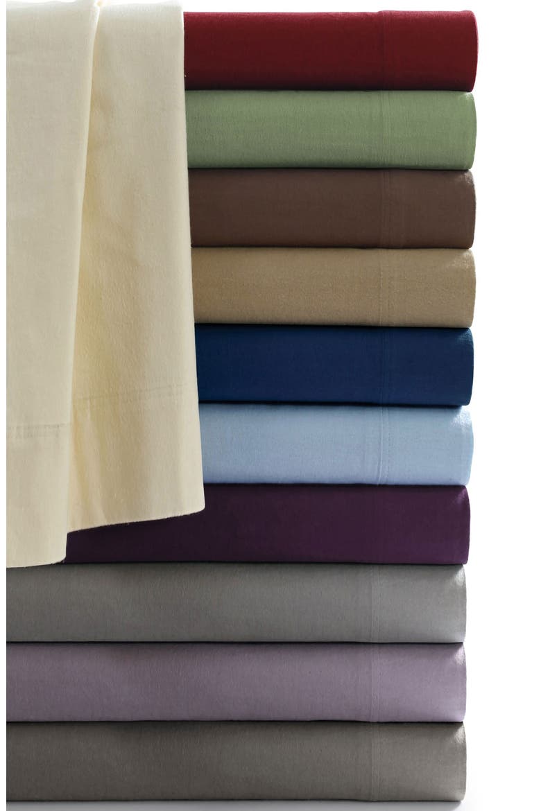 Solid Cotton Flannel Sheet Set, Alternate, color, CHOCOLATE