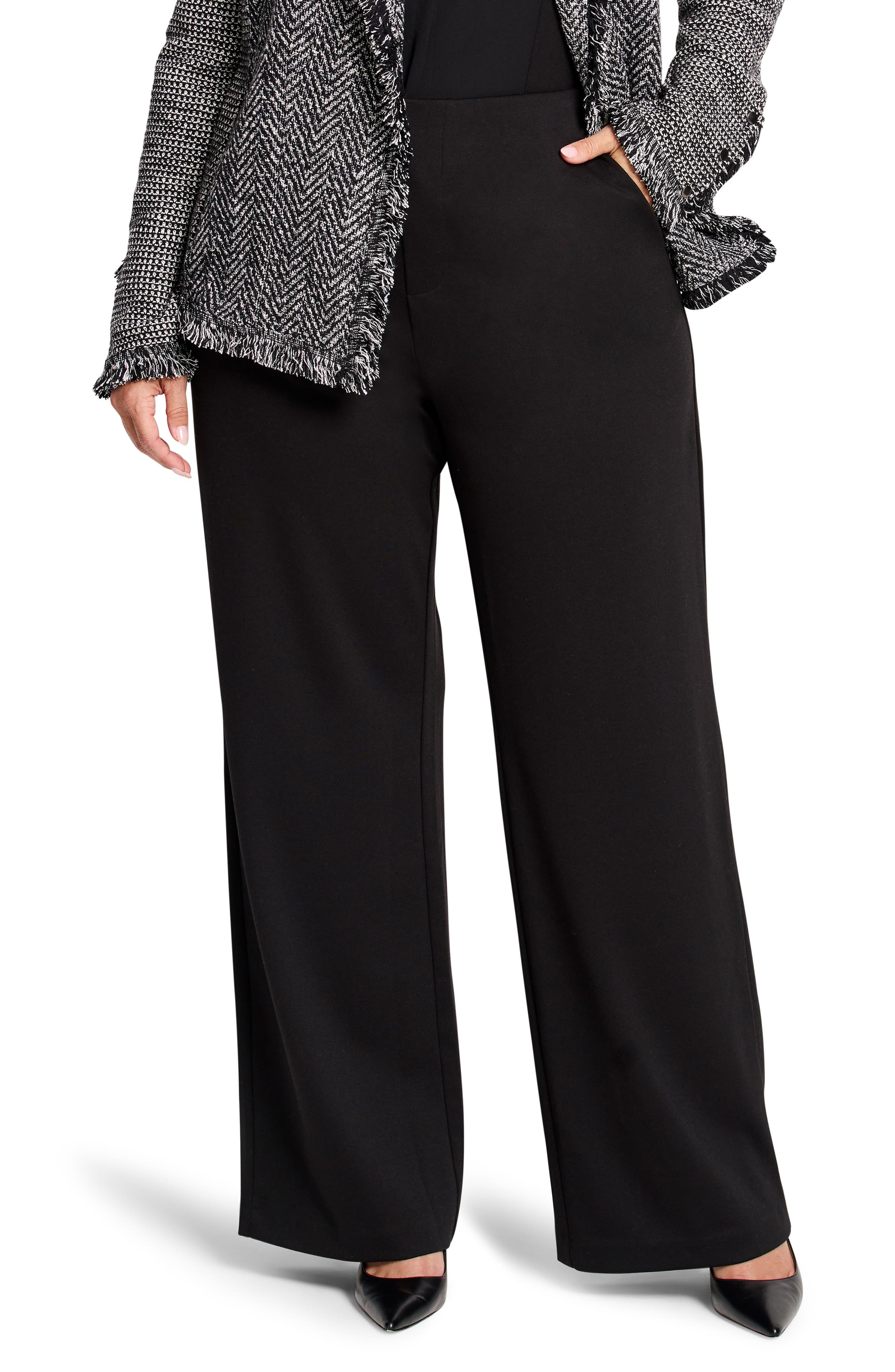 Drapey Wide Leg Ponte Knit Pants