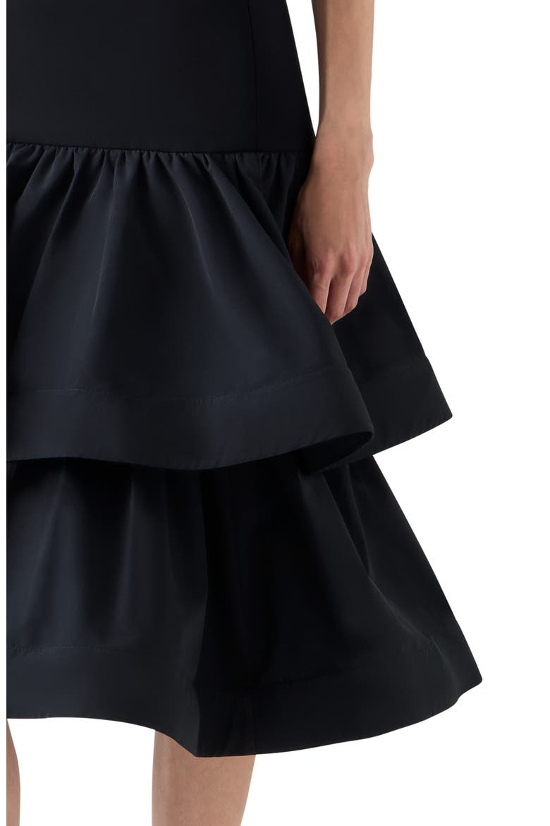 Mixed Media Jersey Midi Dress, Alternate, color, BLACK