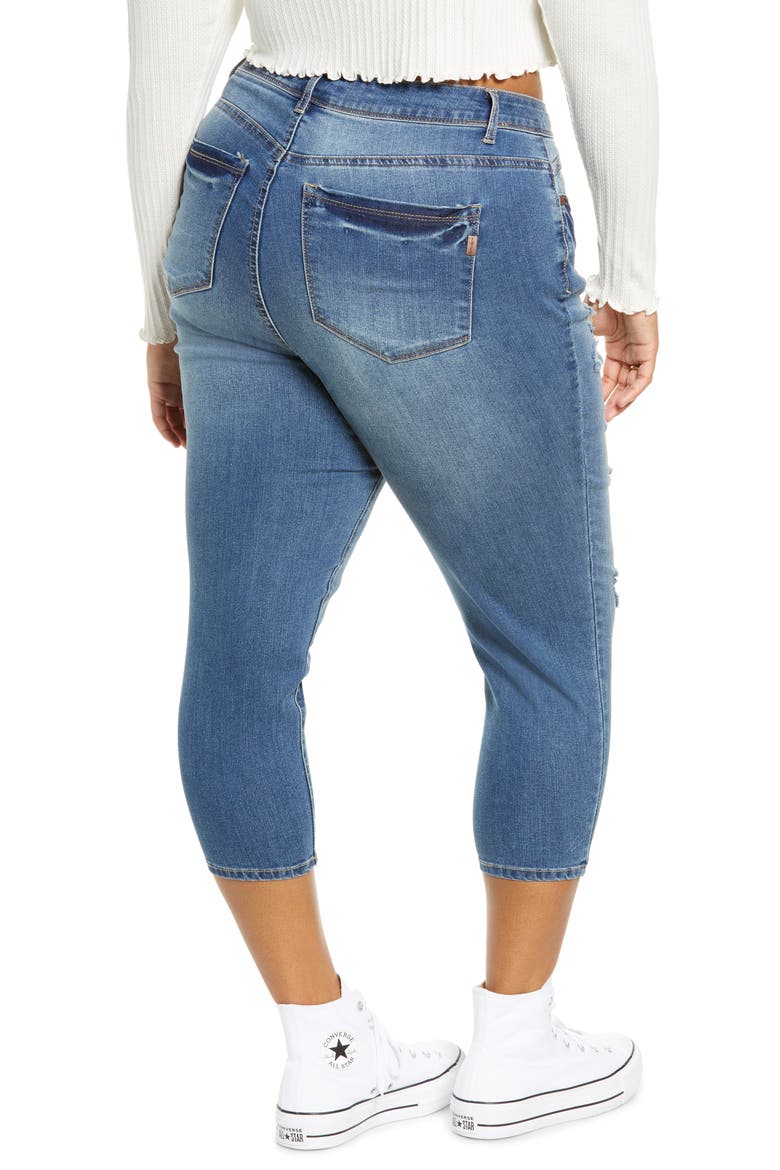 Distressed Capri Jeans, Alternate, color, CARIN