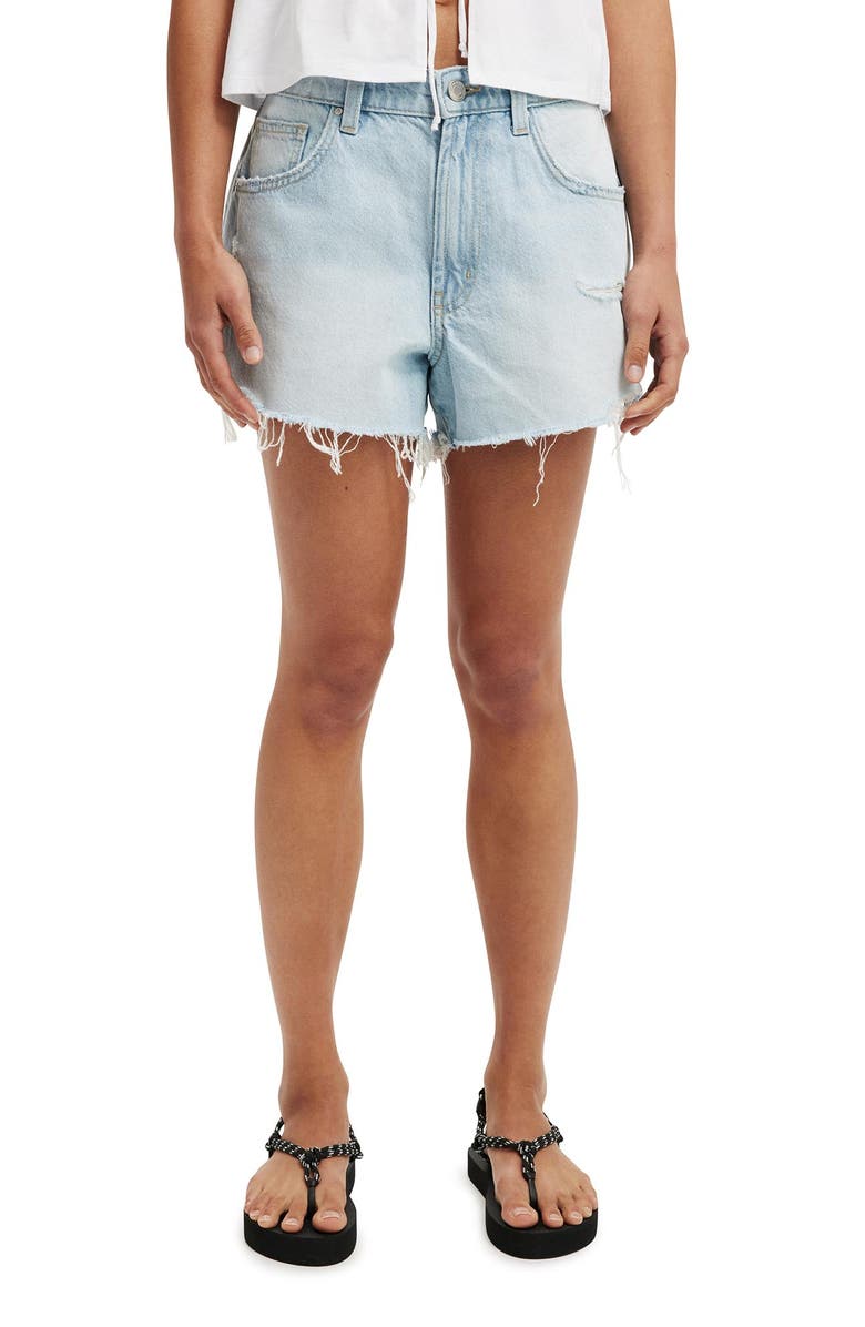 Cotton On Women's Original Denim Short, Main, color, Sunlight Blue Rip