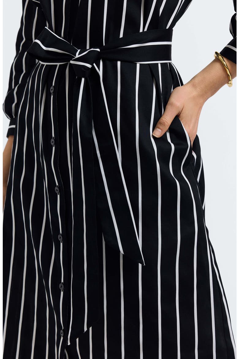 Esther Stripe Cotton Shirtdress, Alternate, color, BLACK/ WHITE