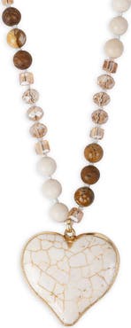 SAACHI Beaded Heart Pendant Necklace