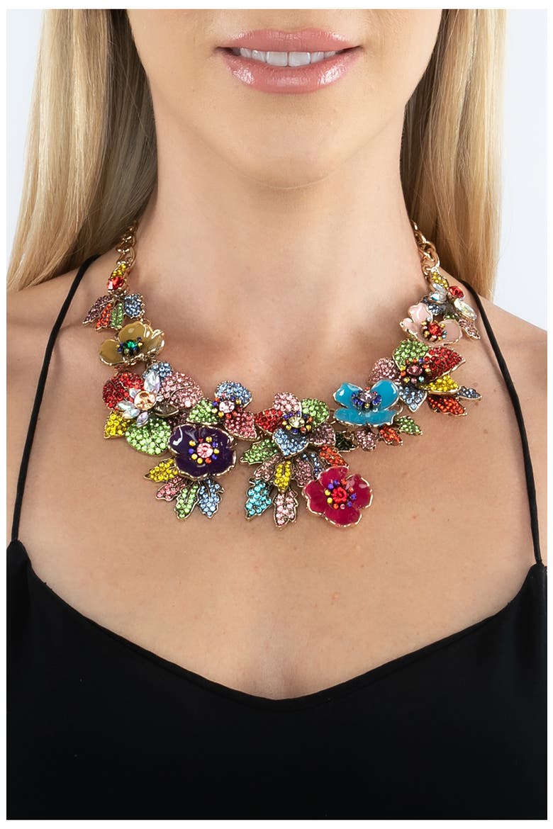 Amy Crystal Floral Necklace, Alternate, color, MULTI COLOR