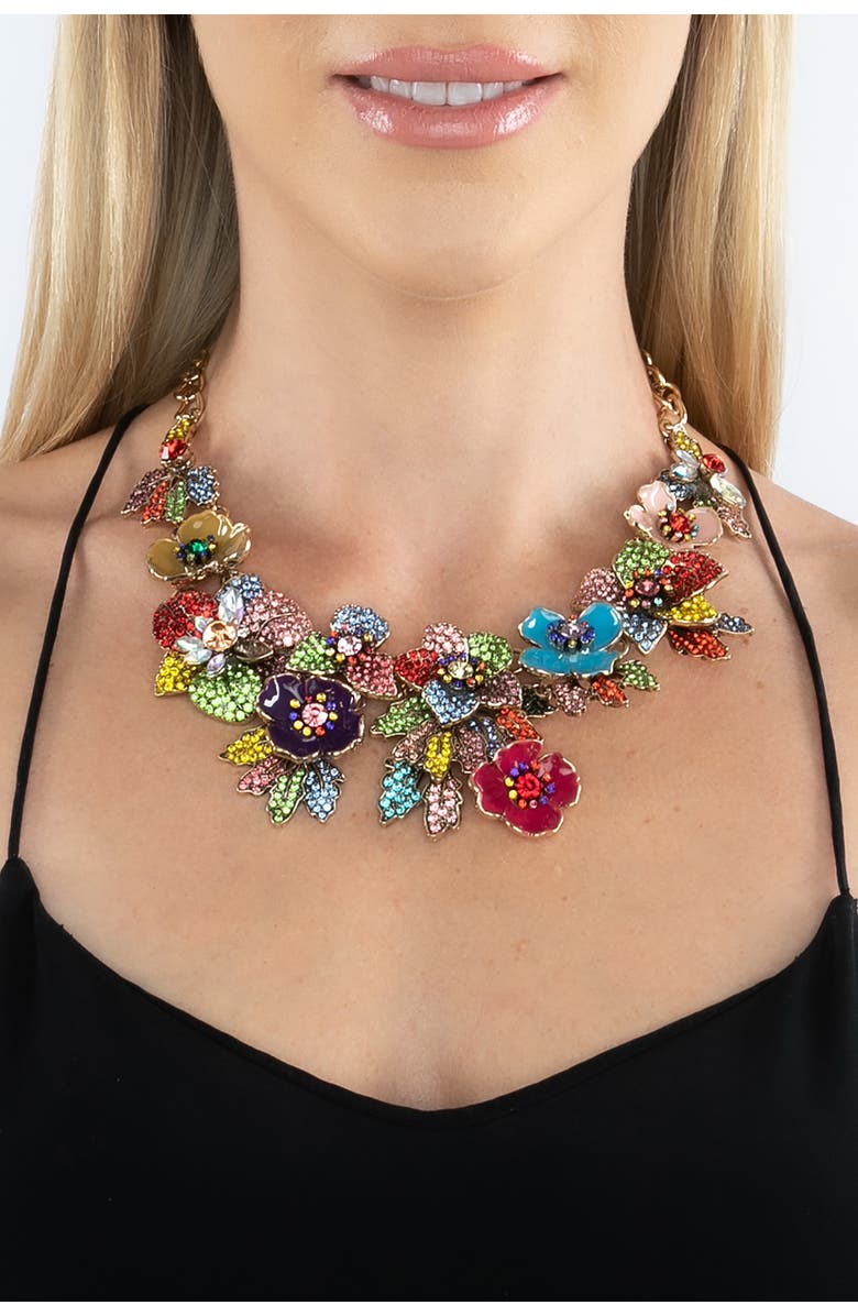 EYE CANDY LOS ANGELES Amy Crystal Floral Necklace, Alternate, color, Multi Color