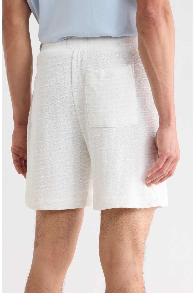 Textured Cotton Blend Drawstring Shorts, Alternate, color, OFF WHITE