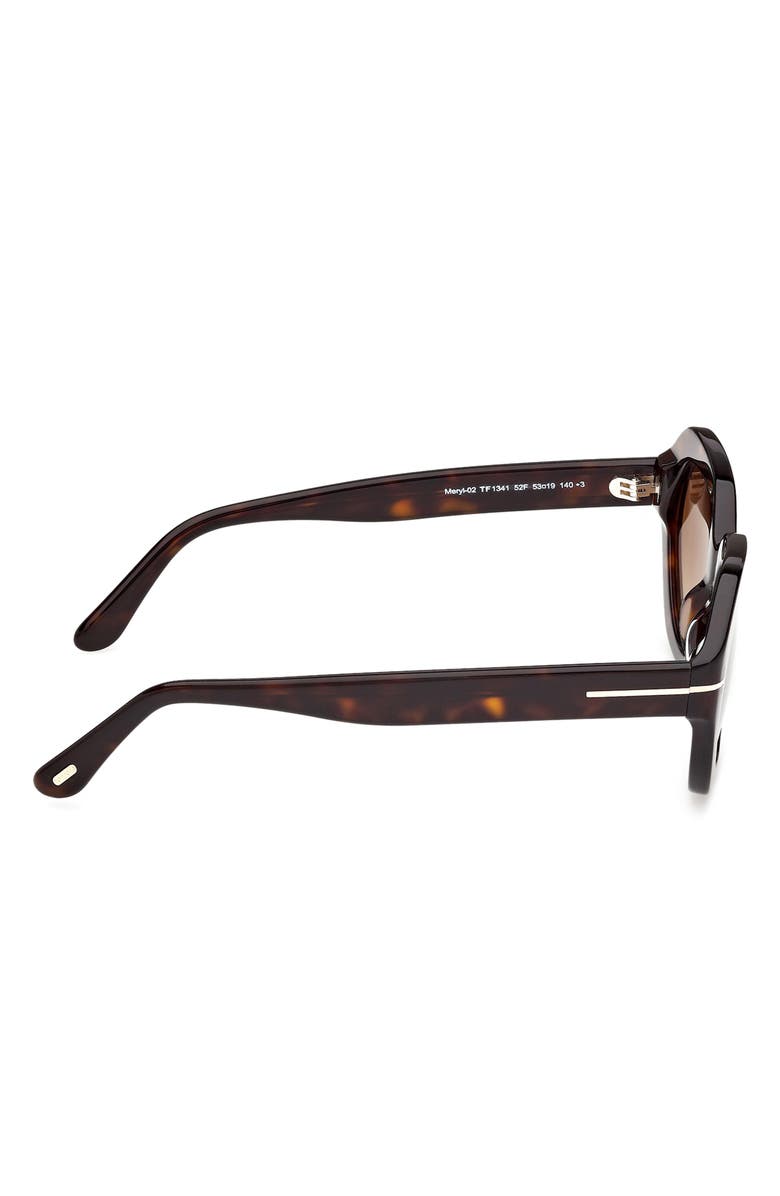 TOM FORD Meryl 53mm Gradient Geometric Sunglasses, Alternate, color, Dark Havana / Brown