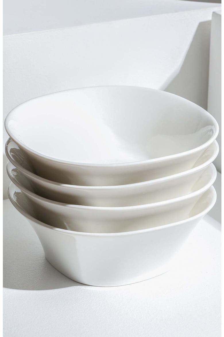 Quadro Porcelain 4-Piece Bowl Set, Alternate, color, White