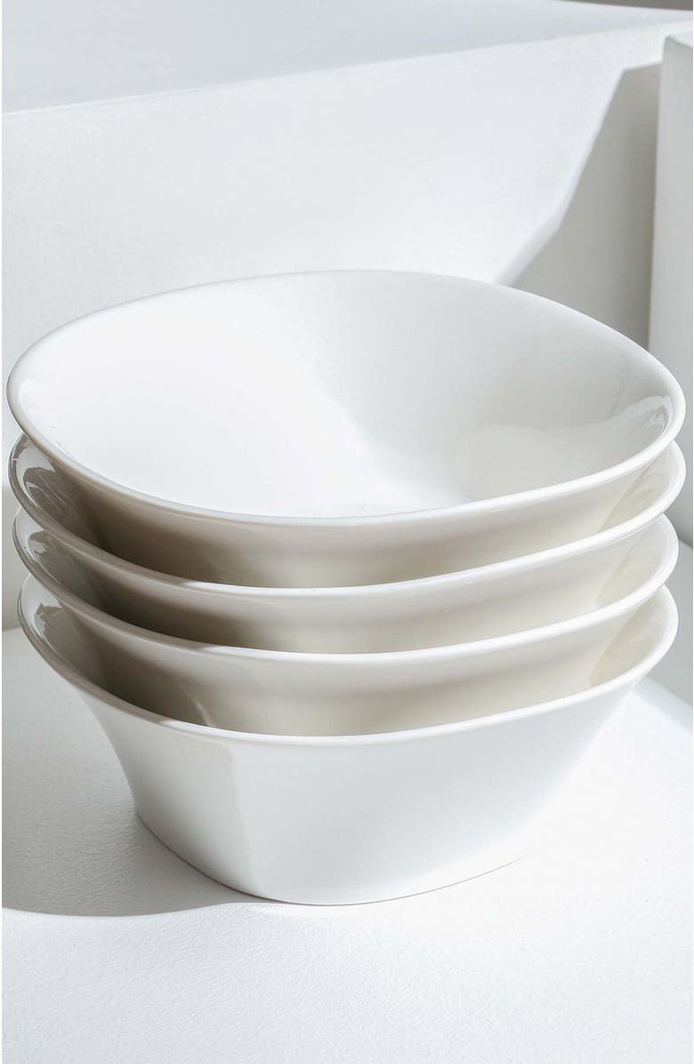 Stone Lain Quadro Porcelain 4-Piece Bowl Set, Alternate, color, White