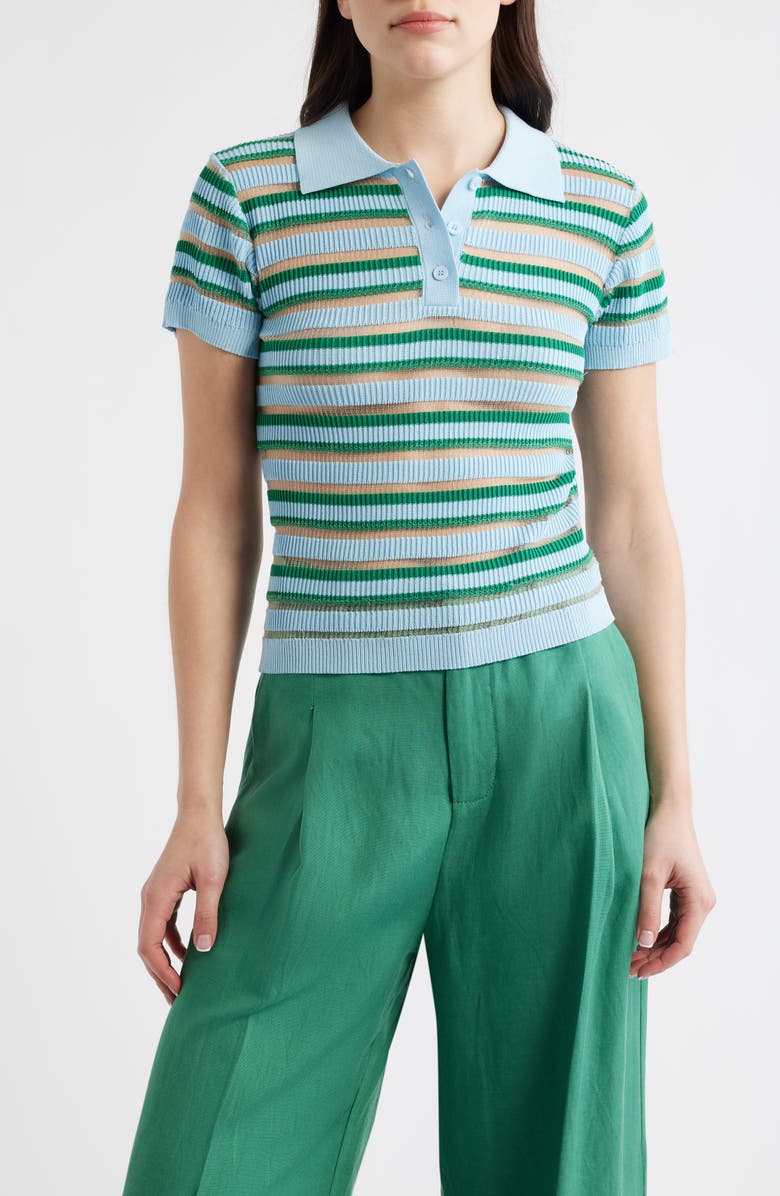 DELUC Levanzo Stripe Knit Polo, Main, color, Multicolor Light Blue