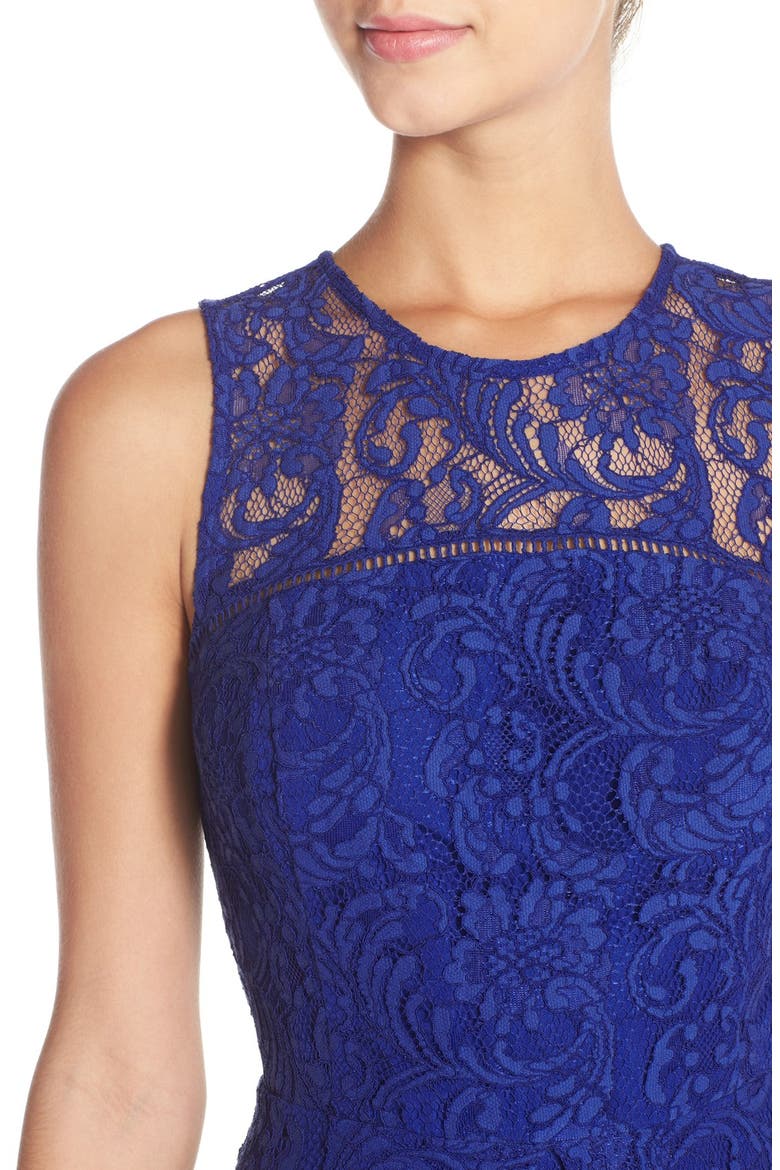 Sleeveless Lace Fit & Flare Dress, Alternate, color, COBALT
