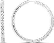 Haus of Brilliance 18K White Gold 2.00 Cttw Round-Cut Diamond Inner-Outer Hoop Earrings