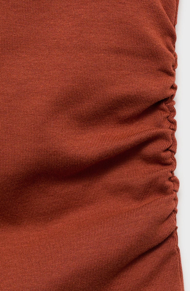 MANGO Ruched Mock Neck Sleeveless Top, Alternate, color, Russet