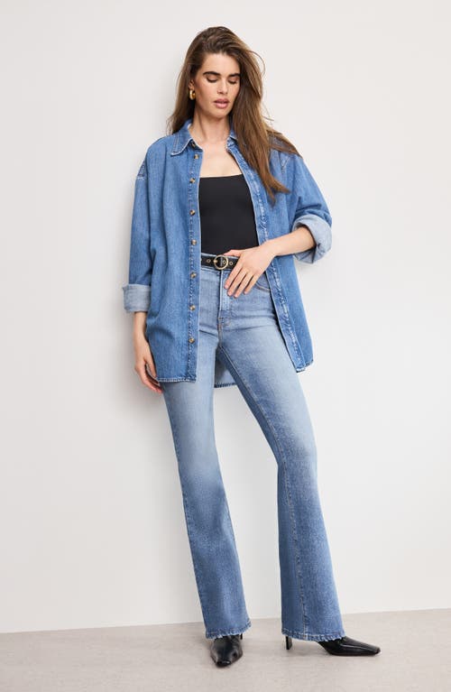 Good American Oversized Denim Shirt In Multi