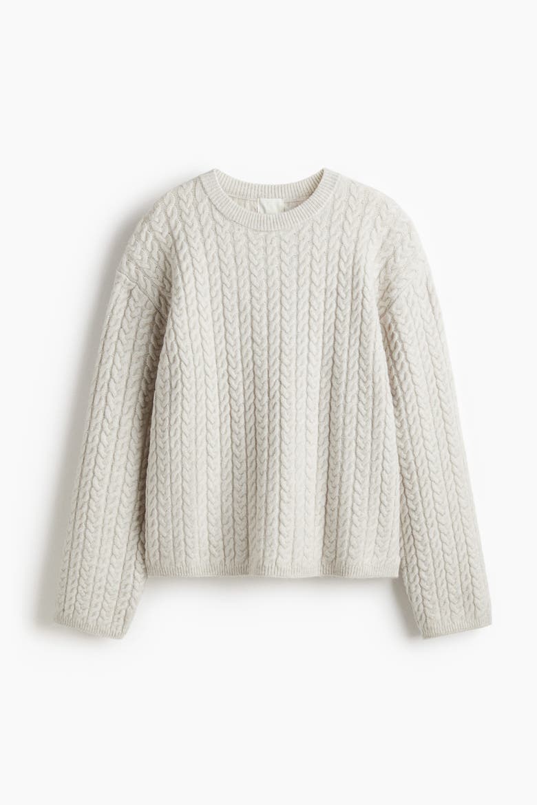 Cable-knit Jumper, Alternate, color, Light gray