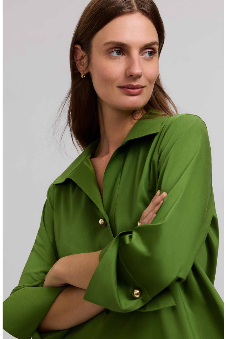 Catalina Matte Sateen Popover Top, Alternate, color, MOSS GREEN