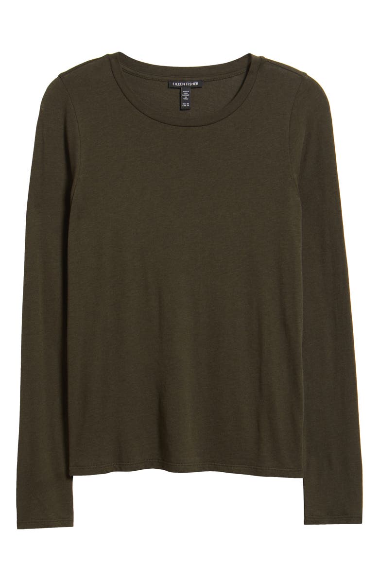 Eileen Fisher Stretch Organic Cotton Blend T-Shirt, Alternate, color, Woodland