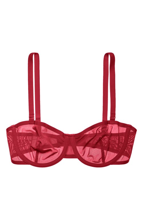 Cuup The Balconette Mesh Underwire Bra In Scarlet