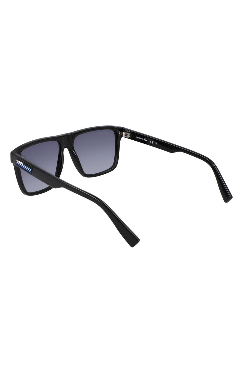 Lacoste Sport 57mm Rectangular Sunglasses, Alternate, color, Black