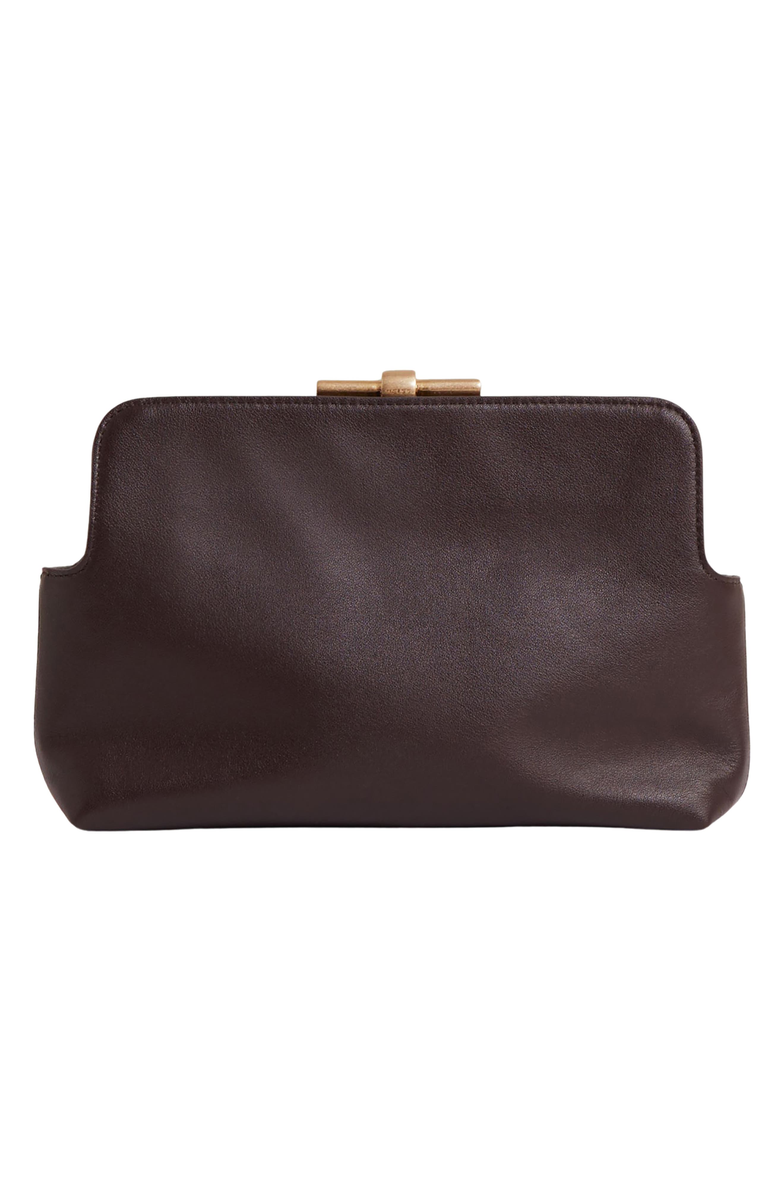 Bethany Leather Frame Clutch, Alternate, color, BURGUNDY