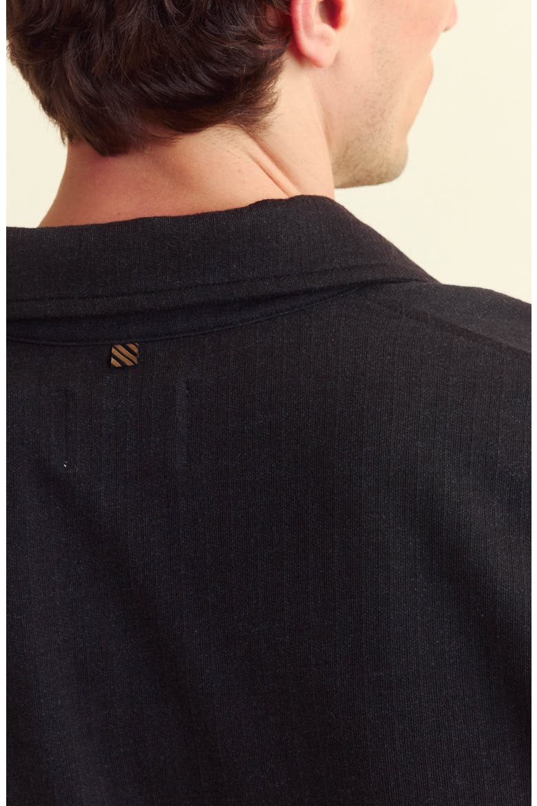 Long Sleeve Textured Stripe Polo, Alternate, color, BLACK