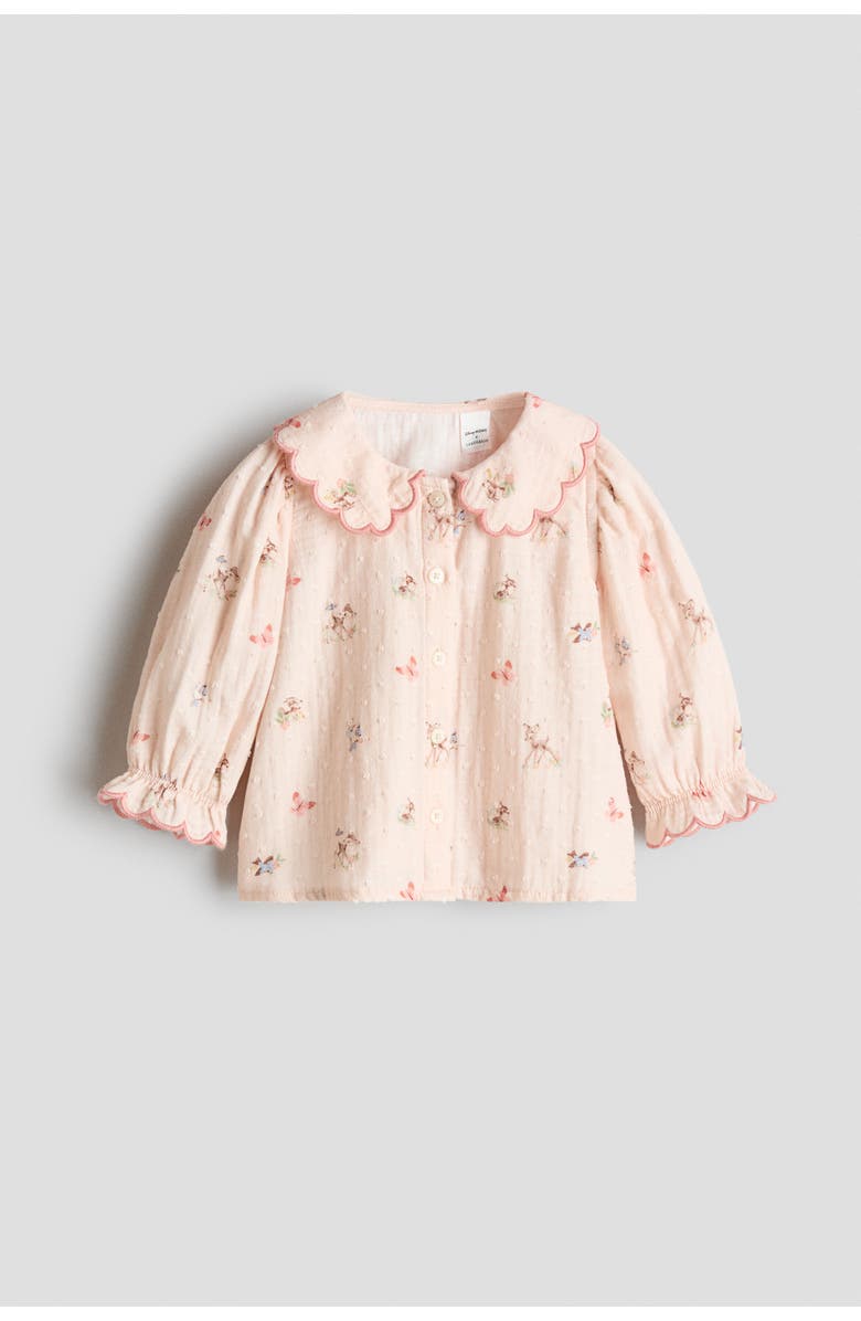 H&M Cotton Muslin Blouse, Main, color, Light Pink/Bambi