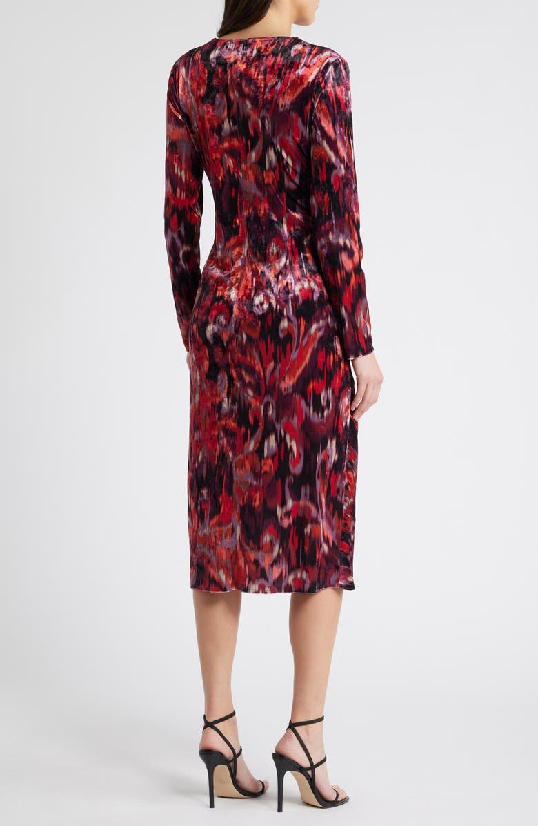 Julia Jordan Abstract Print Long Sleeve Velvet Midi Dress, Alternate, color,