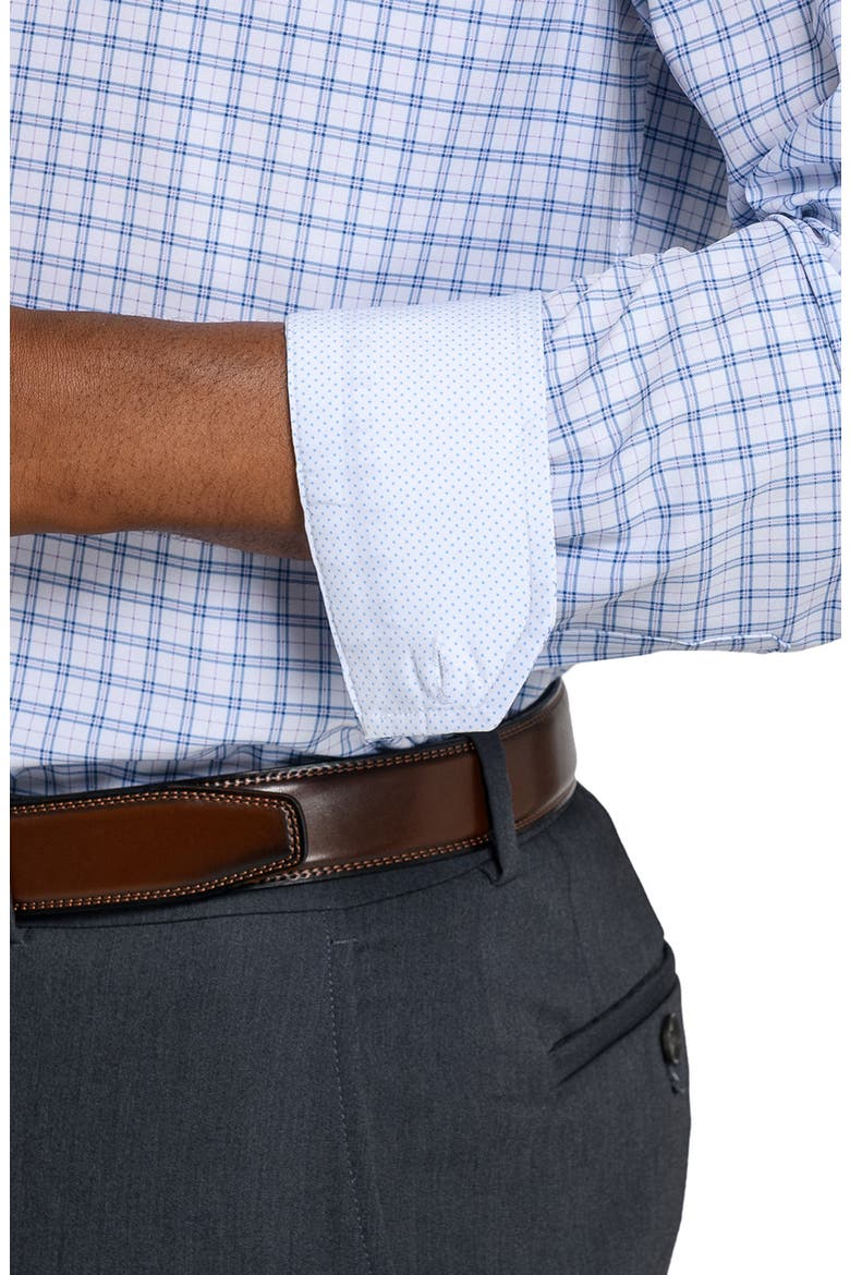 Regular Fit Blue Check Performance Dress Shirt, Alternate, color, WHITE/ BLUE