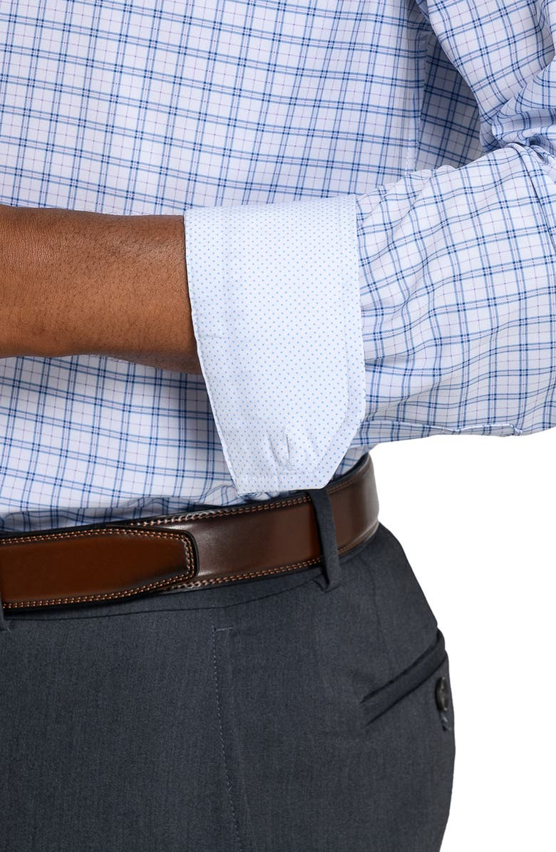 W.R.K Regular Fit Blue Check Performance Dress Shirt, Alternate, color, White/ Blue