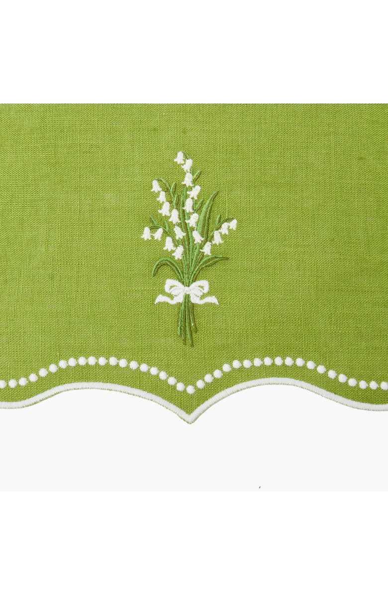 Mrs. Alice Green Lily of the Valley Eloise Linen Napkins, Alternate, color, Green