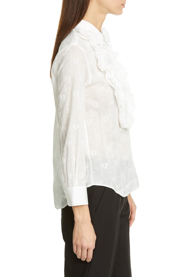 Tricot Comme des Garçons Ruffle Bib Embroidered Shirt, Alternate, color, WHITE