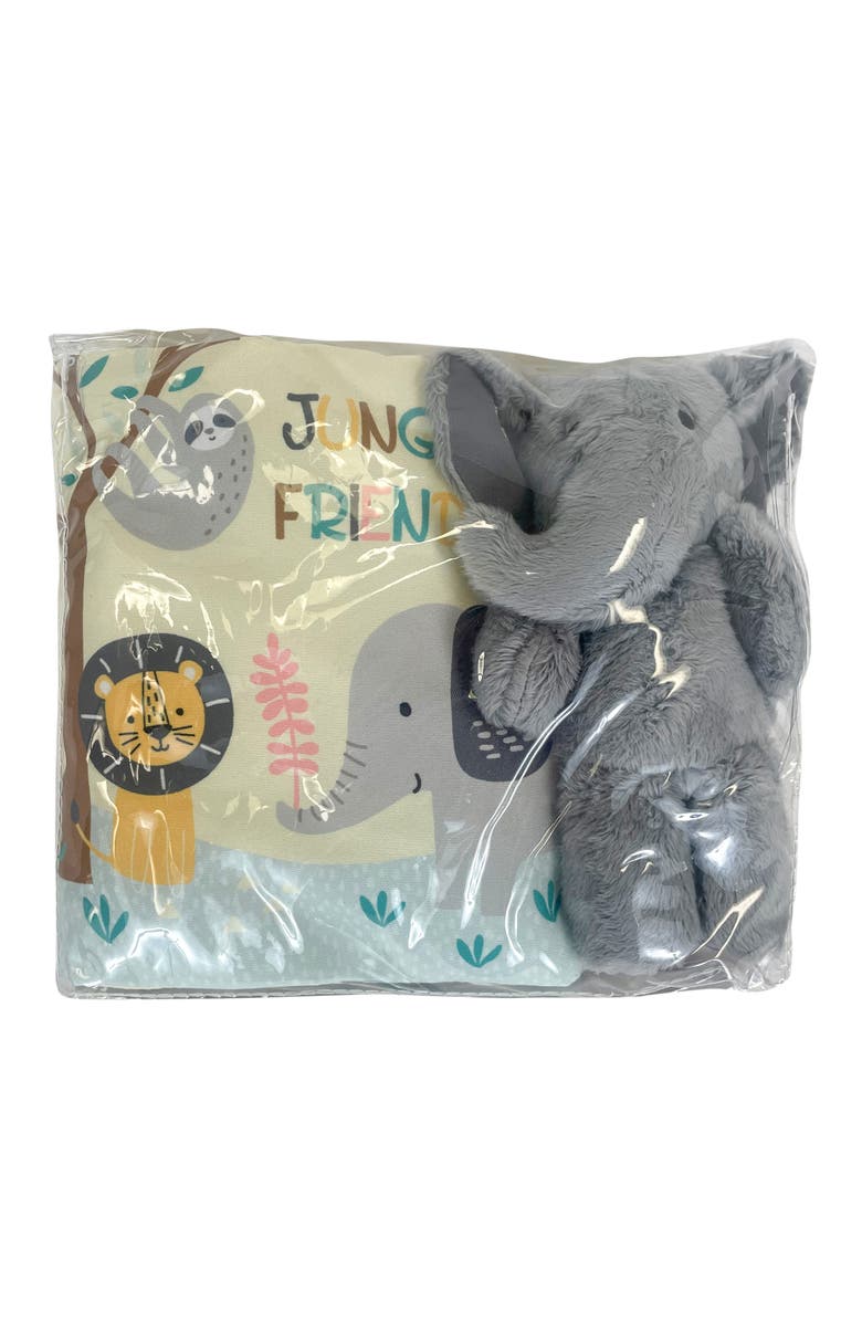 Lambs & Ivy Jungle Friends Developmental Soft Book & Elephant Plush Toy Gift Set, Alternate, color, Multicolor