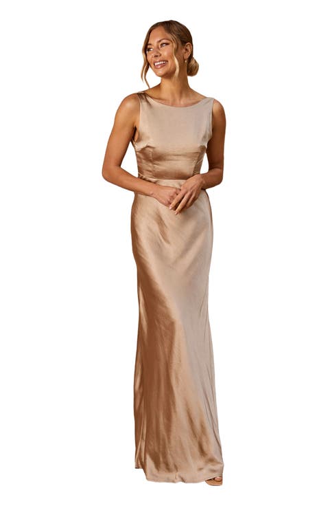 Cowl Back Satin Bridesmaid Dress