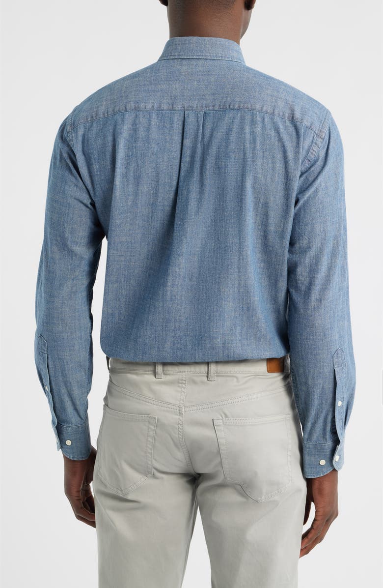 Peter Millar Davenport Stretch Chambray Button-Down Shirt, Alternate, color, Indigo