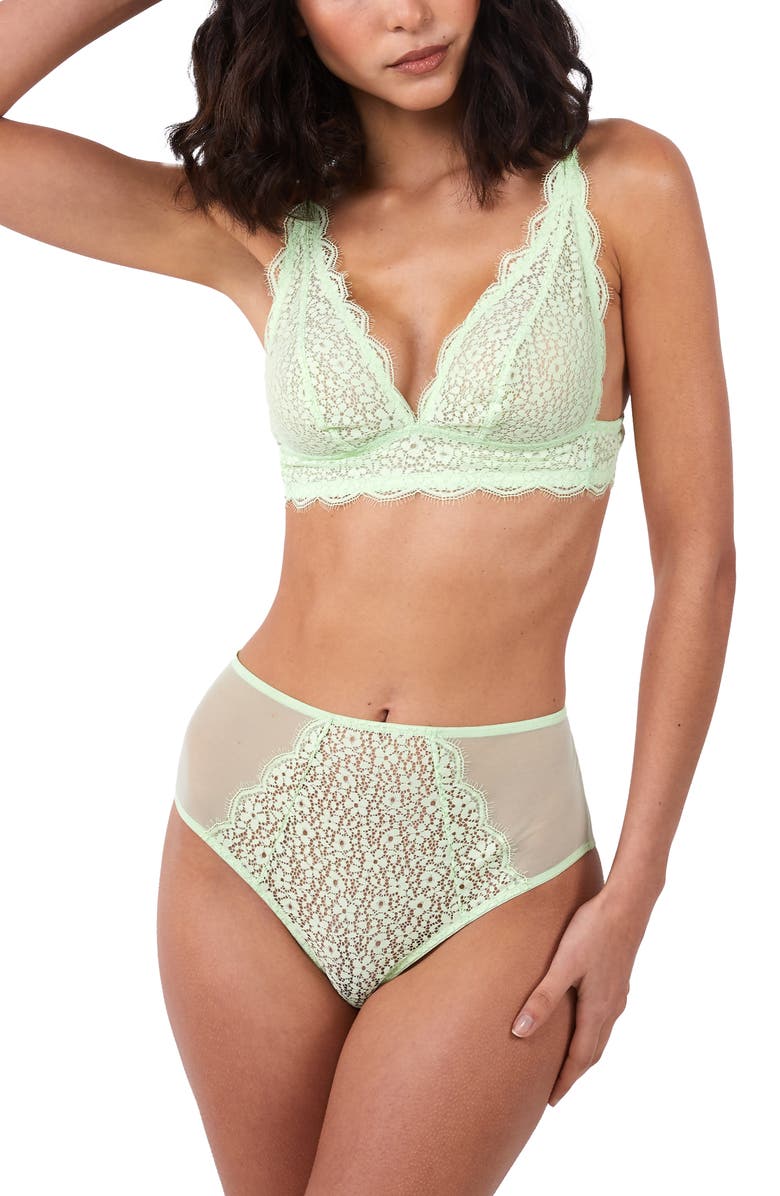 Deja Day Emma High Waist Lace & Mesh Briefs, Alternate, color,