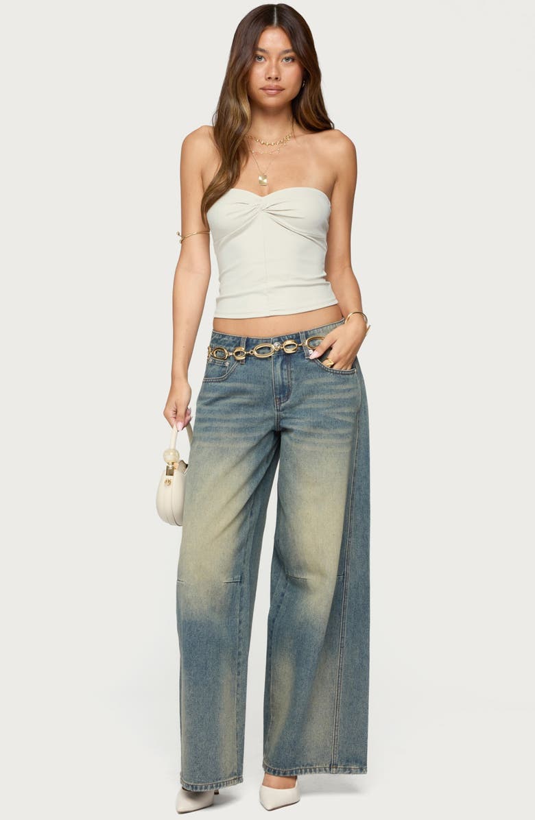 EDIKTED Low Rise Baggy Wide Leg Jeans, Alternate, color, Blue-Vintage-Washed
