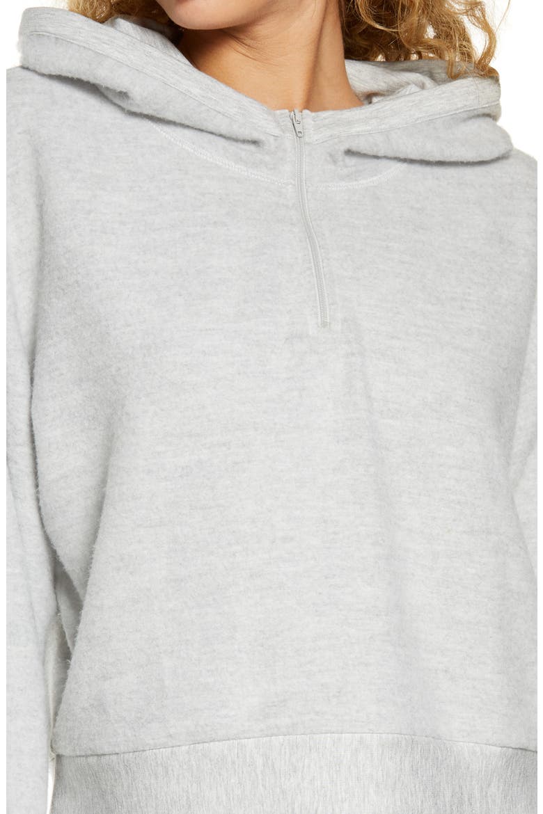 Half Zip Fleece Hoodie, Alternate, color, GREY PEARL HEATHER