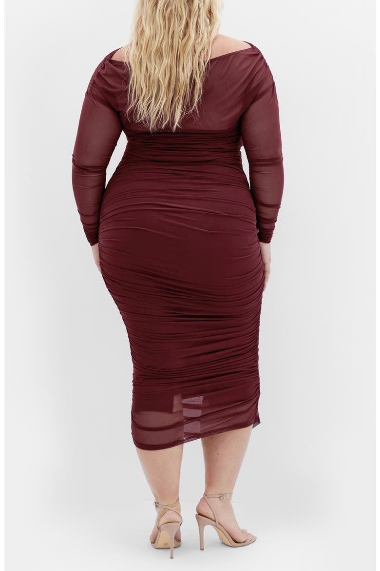 Livia Mesh Overlay Pencil Skirt, Alternate, color, CHOCOLATE CHERRY