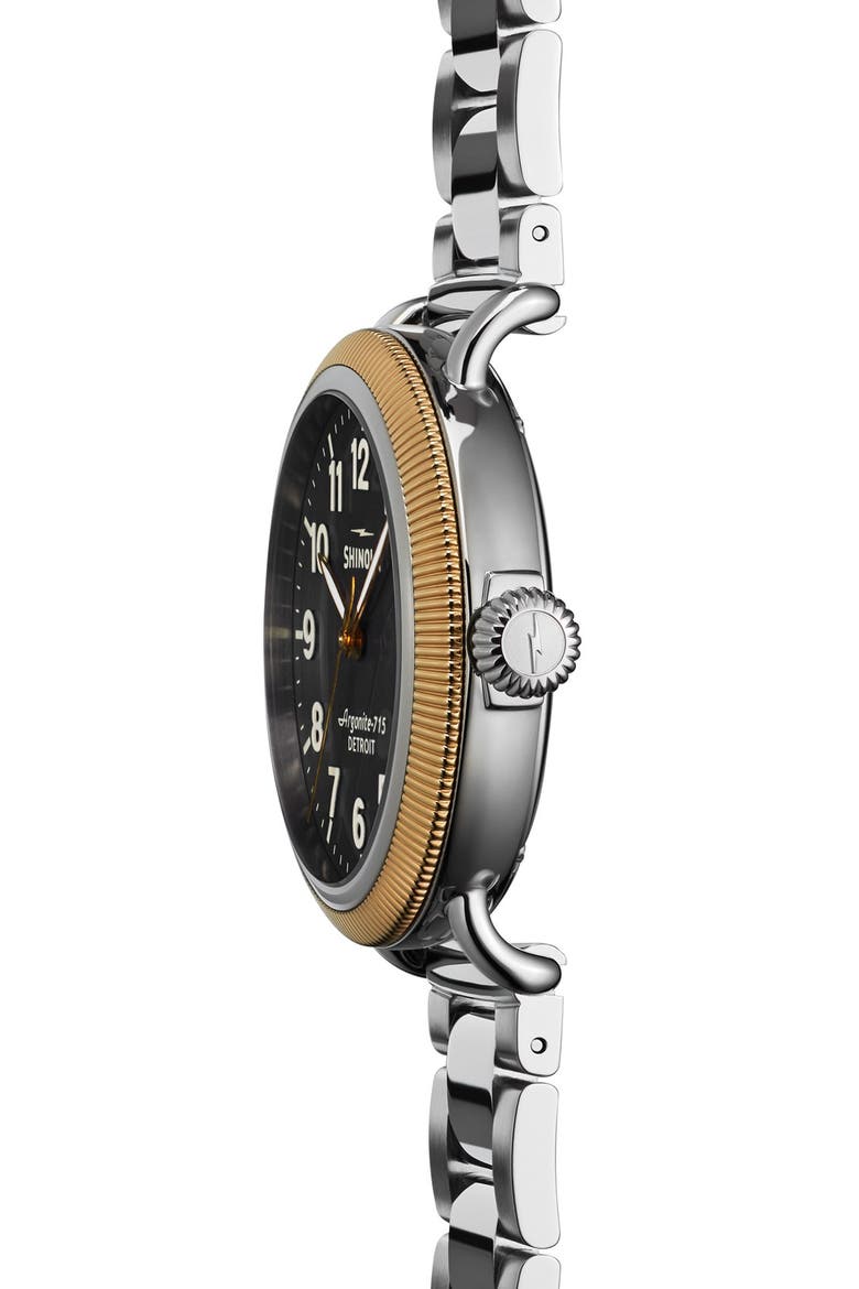 'The Runwell' Leather Bracelet Watch, 38mm, Alternate, color, SILVER/ CHARCOAL