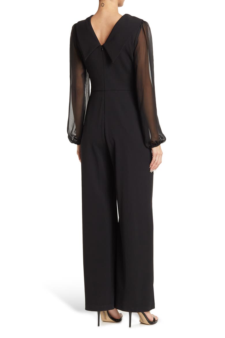 Chiffon Long Sleeve Jumpsuit, Alternate, color, BLACK